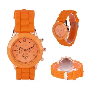 NEW 오렌지색 대형 학생 패션 손목 시계 실리콘 아동 고급 선물 졸업식